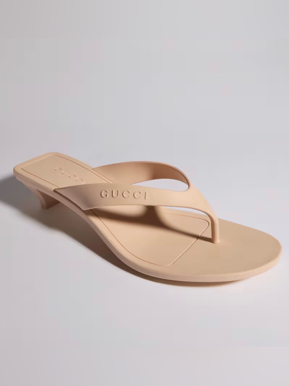 Gucci Nude Beige Rubber Thong Sandals